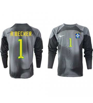 Brazil Alisson Becker #1 Goalkeeper Replica Home Stadium Shirt World Cup 2022 Long Sleeve